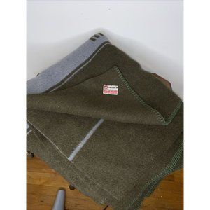 Vintage Calwer Decken Wool Blanket Made Germany Olive Green Federal property '66